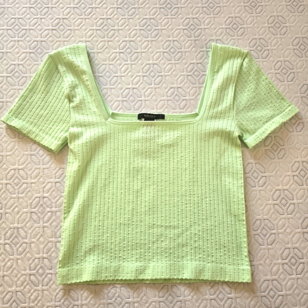 Forever21 Florescent Green Crop Top, M/L (PTP=13" w/stretch)